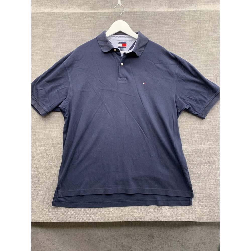 Tommy Hilfiger Polo Shirt Mens XL Blue Flag Tennis Tail Performance Golf Tennis